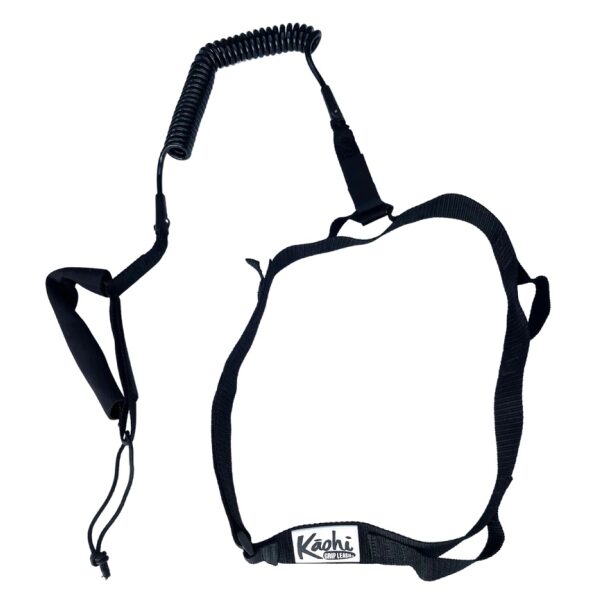 Kaohi Padded Black Belt Waist Belt With Leash