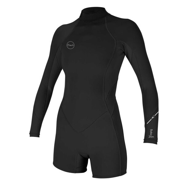 O'Neill Women's Bahia 2/1 mm Back Zip L/S Short Spring Suit - 10, BLACK