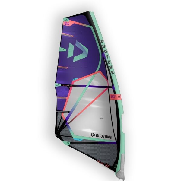 Duotone Super Hero Windsurf Sail 2022 - 5.7, Blue/Pistachio