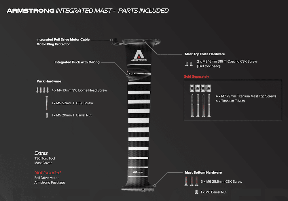 Armstrong Foil Drive Foil Assist Integrated Carbon Mast (185mm) Armstrong Foil Drive Foil Assist Integrated Carbon Mast (185mm)